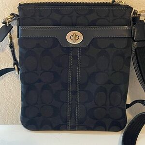 Coach Black Leather Bag with Gold Accents